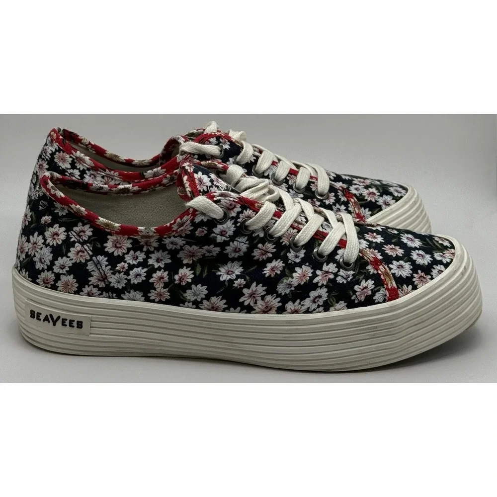 SeaVees Monterey Daisy Patchwork Women Sz 7.5‎ Platform Cottage Core Boho